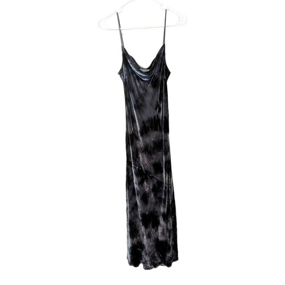 Cloth & Stone Velvet Tie-Dye Slip Dress | Anthropologie | Black Midi Cowl Neck - Picture 5 of 8